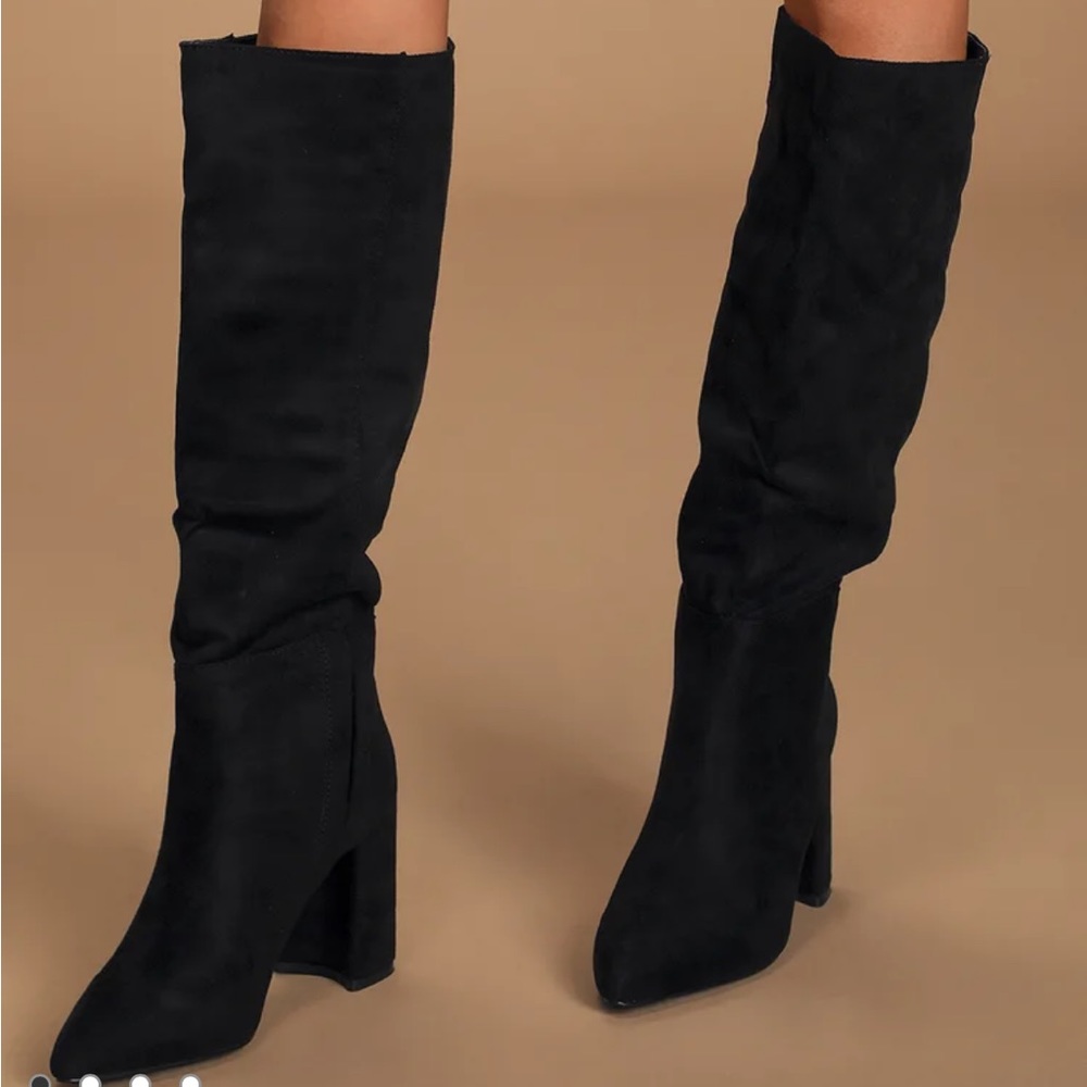 Lulu’s Katari Black suede boots size 10